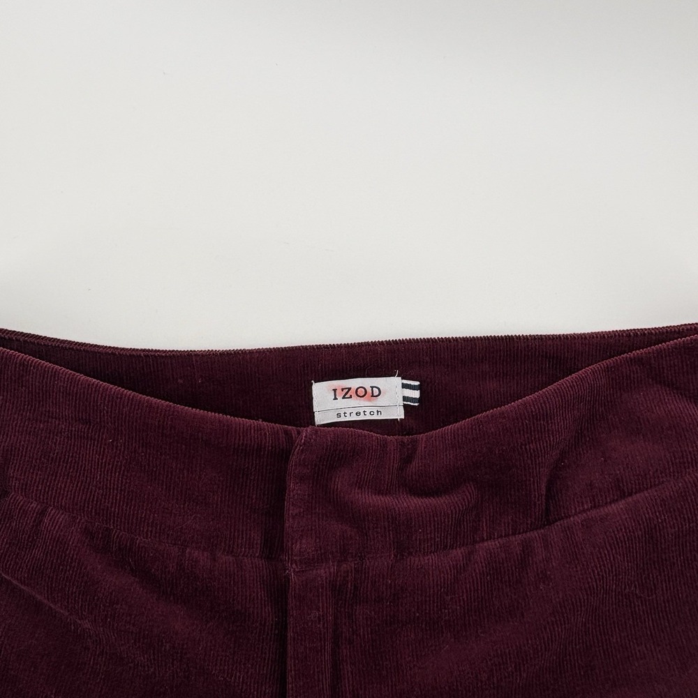 Izod‎ Stretch Burgundy Corduroy Straight Leg Pants Women's Size 10